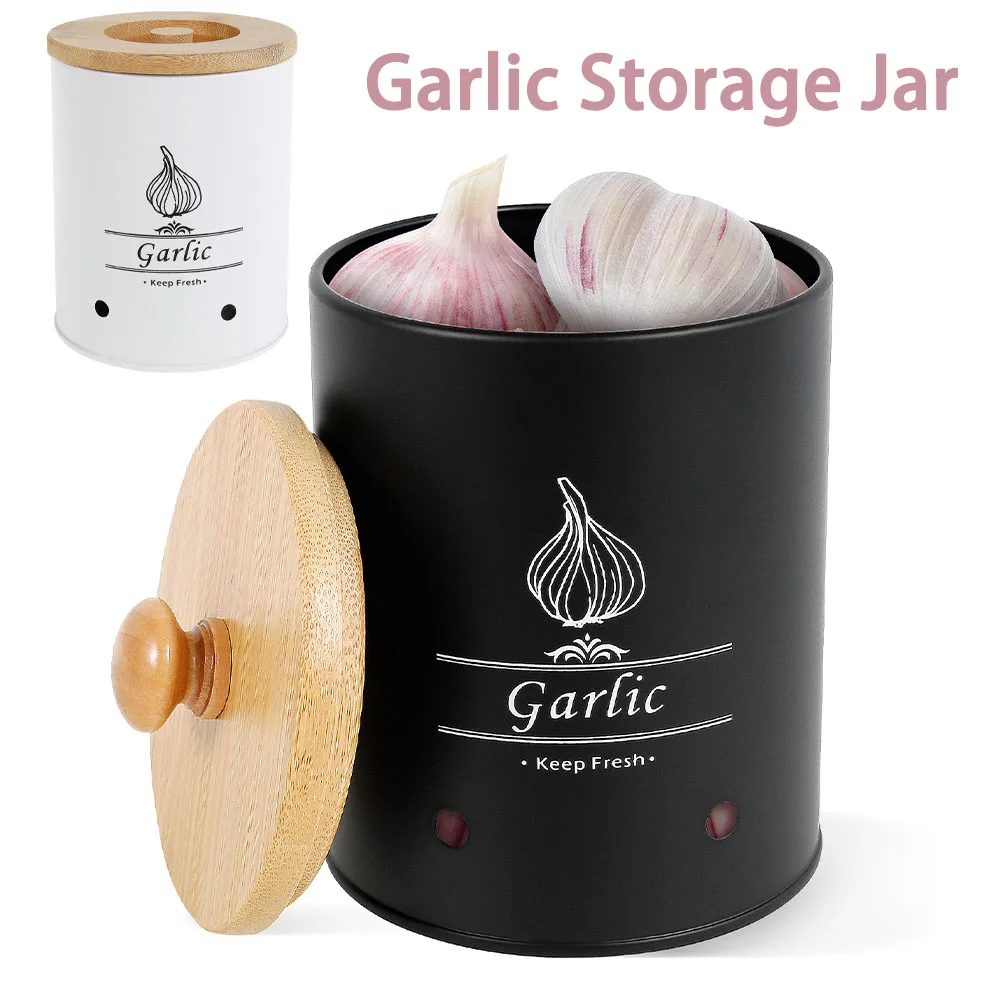 Food Storage Jars With Wooden Lids - Contenitore per Aglio Versatile, Scatola per