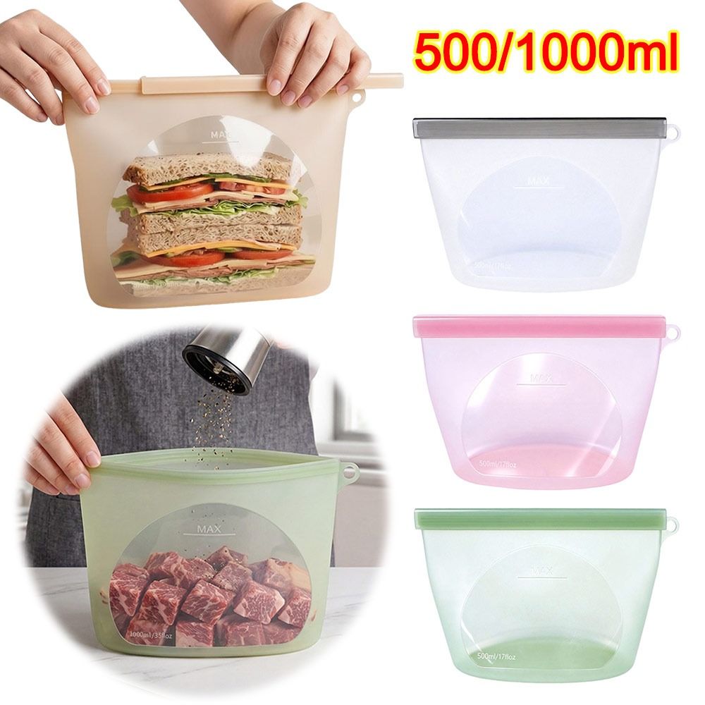 Food Storage Ziploc Bags - Sacchetto in Silicone per Conservazione Alimenti,