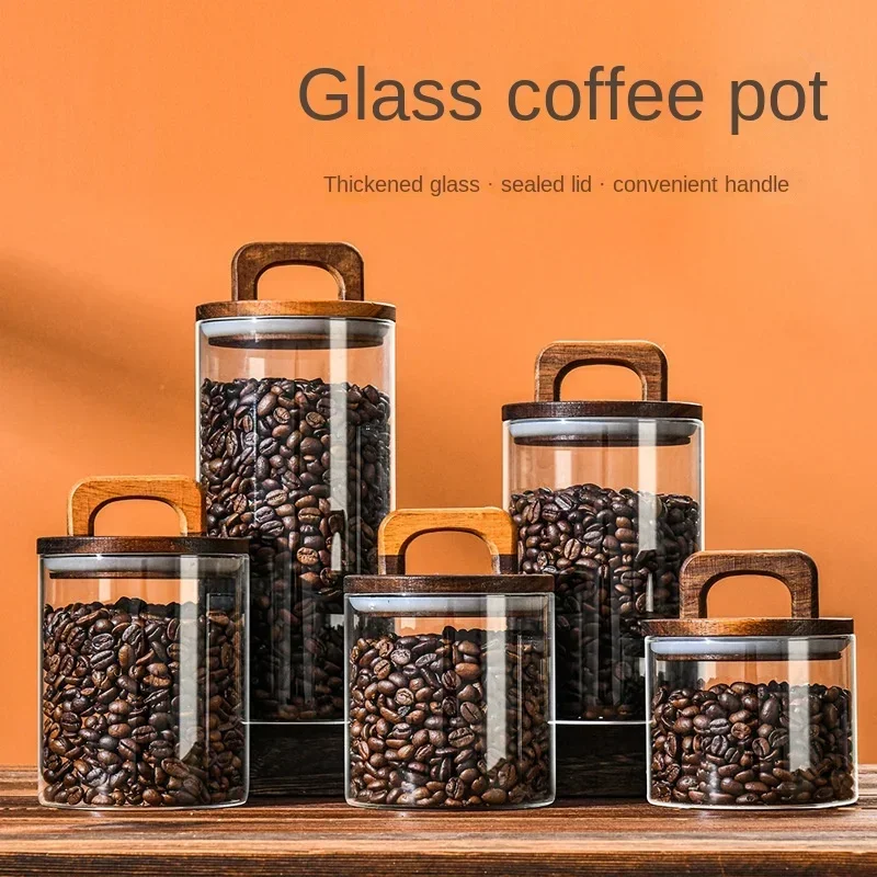 Food Storage Jars With Wooden Lids - Barattolo di vetro con coperchio in