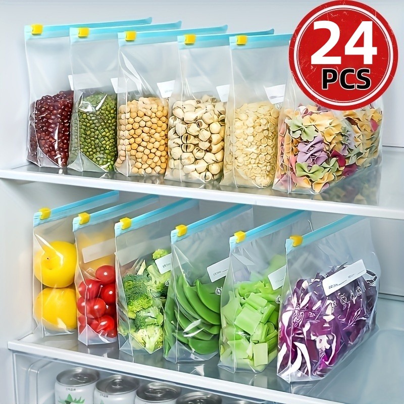 Food Storage Ziploc Bags - 24 Sacchetti Riutilizzabili con Chiusura a