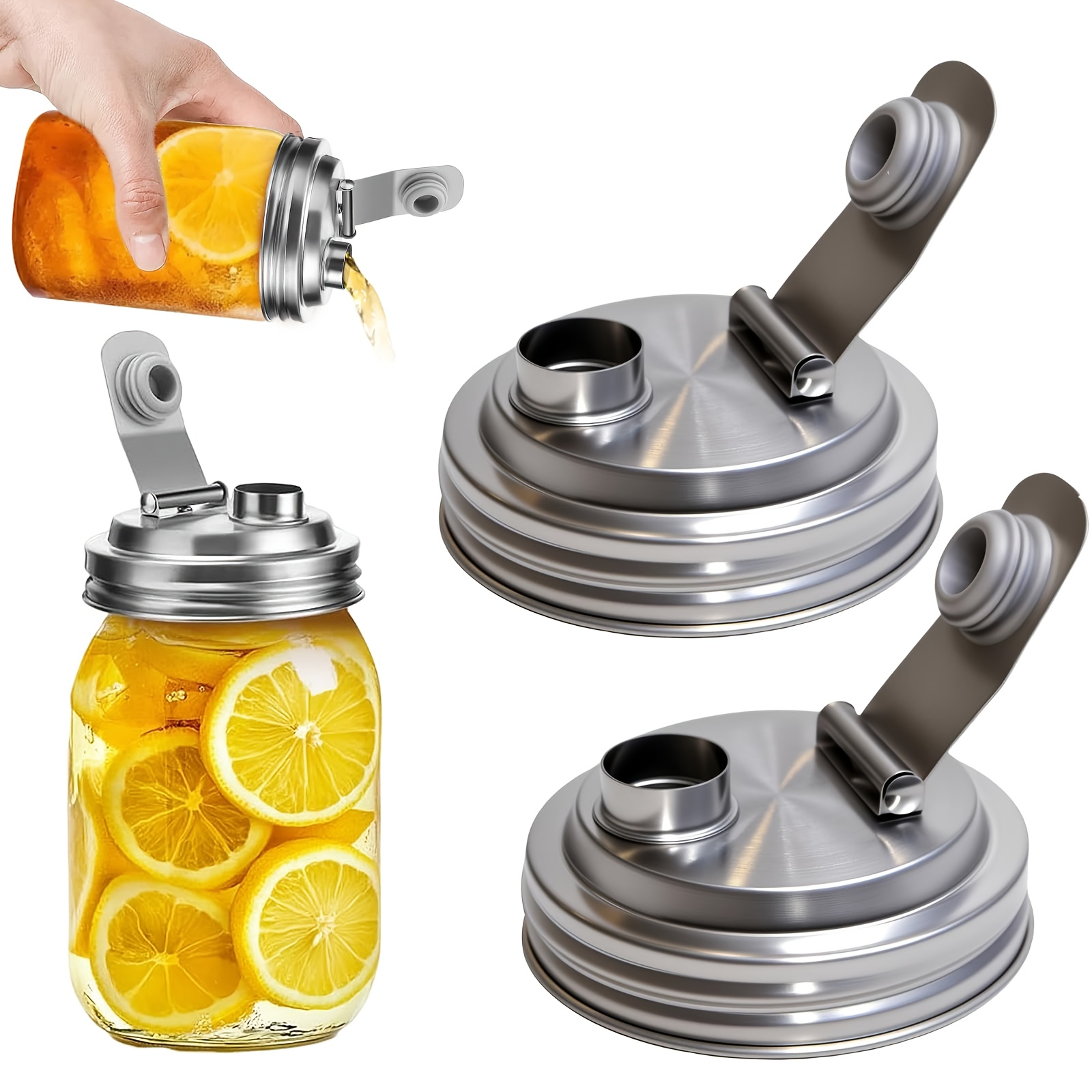 Mason Jar Wide Mouth - Coperchio con Beccuccio in Acciaio Inox