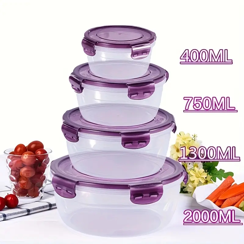 Food Storage For Camping - 4 Contenitori in Plastica per Alimenti,