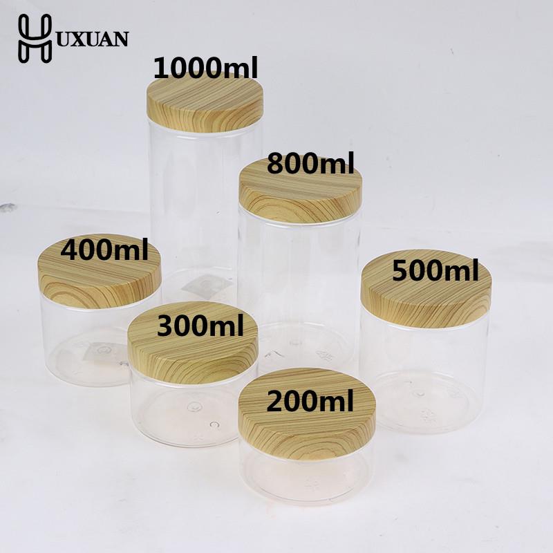 Food Storage Jars With Wooden Lids - 100/200/300/400/500/800/1000ml contenitore per vasetti in Pet