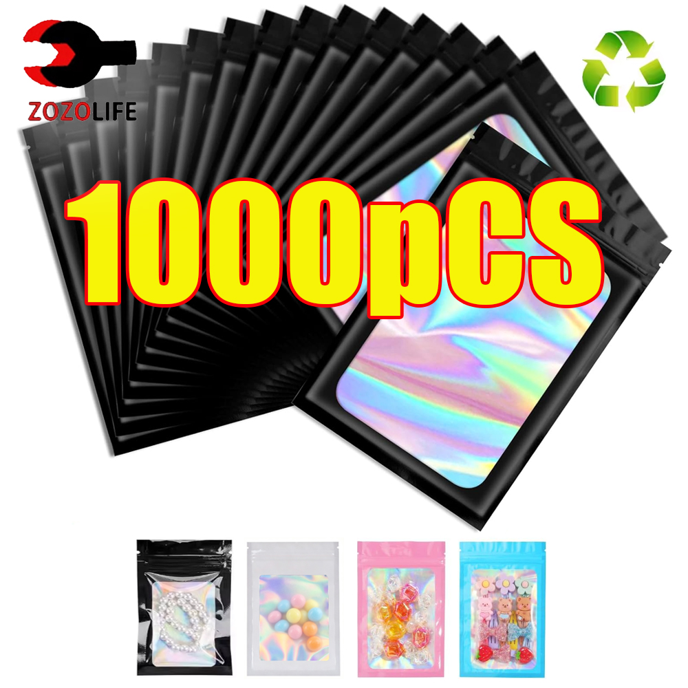 Food Storage Ziploc Bags - 10-1000 Pezzi Sacchetti Olografici con Chiusura
