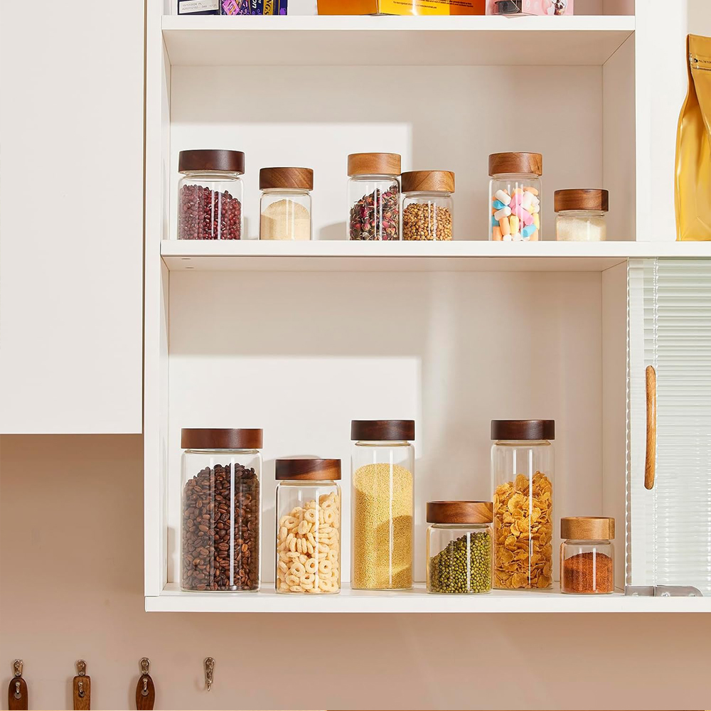 Barattoli in Vetro per Aliment - Food Storage Jars With Wooden Lids recensione e prezzo