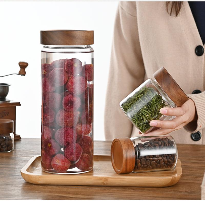 Contenitore in Vetro Trasparen - Food Storage Jars With Wooden Lids recensione e prezzo
