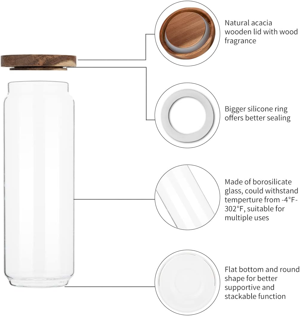 Set di 4 Barattoli in Vetro da - Food Storage Jars With Wooden Lids recensione e prezzo