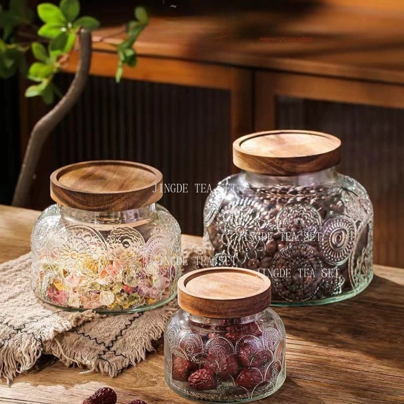 Barattolo in Vetro Goffrato co - Food Storage Jars With Wooden Lids recensione e prezzo