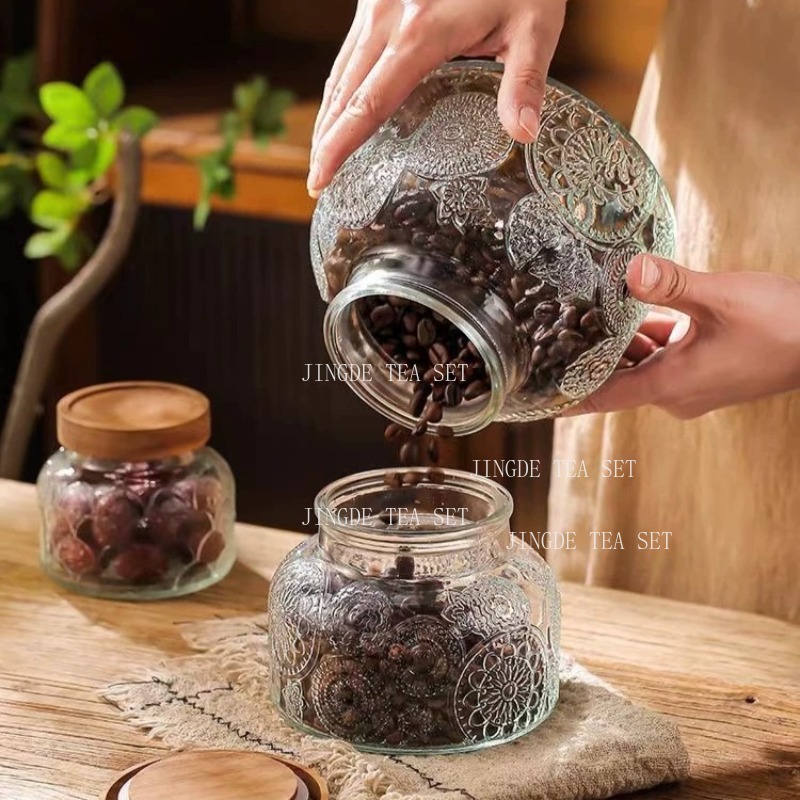 Barattolo in Vetro Goffrato co - Food Storage Jars With Wooden Lids recensione e prezzo