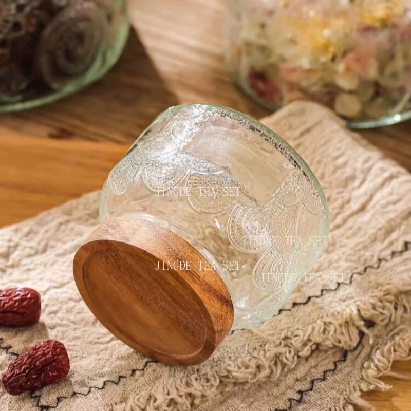 Barattolo in Vetro Goffrato co - Food Storage Jars With Wooden Lids recensione e prezzo